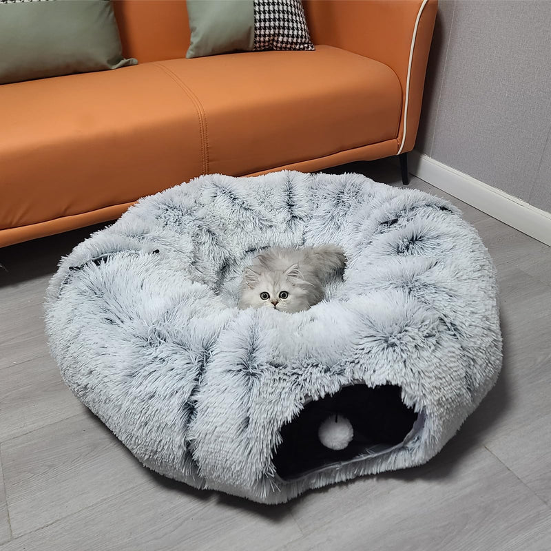 Plush Cat Tunnel Bed – Cozy Donut Play & Relaxation Toy by MeowMarket